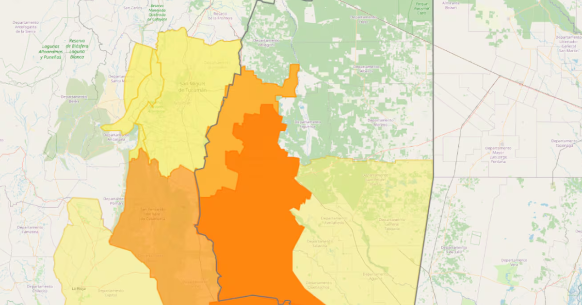 Zona de la provincia de Santiago del Estero alcanzada por el alerta que emitió el Servicio Metereológico Nacional