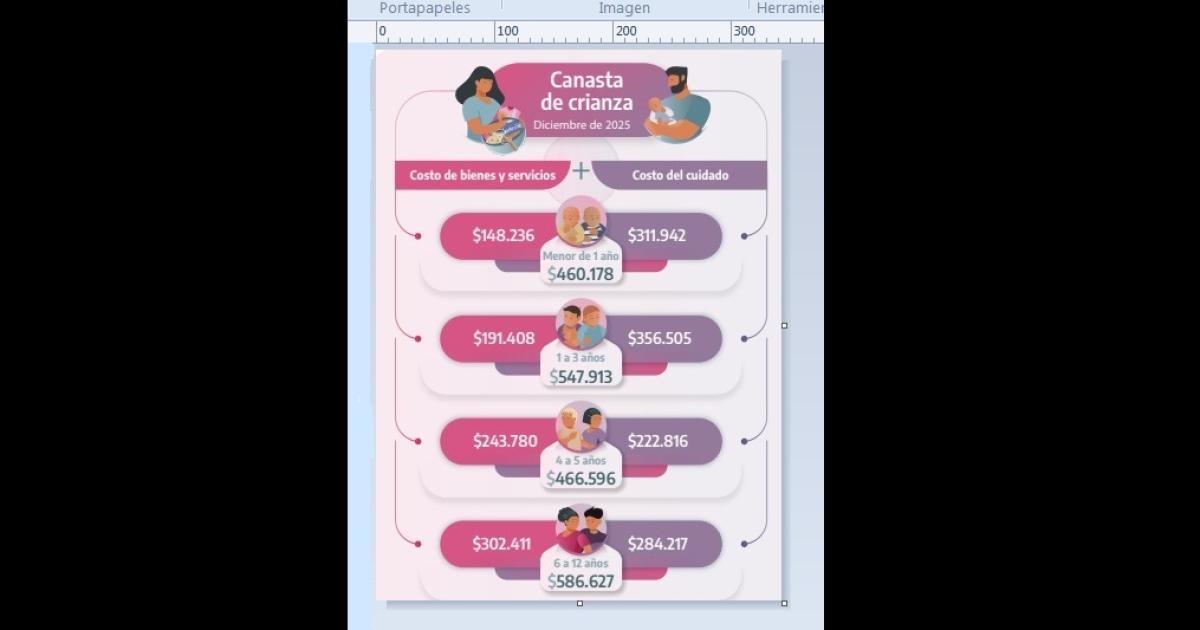 La canasta de crianza de entre 6 y 12 antildeos demandoacute 586627 al mes