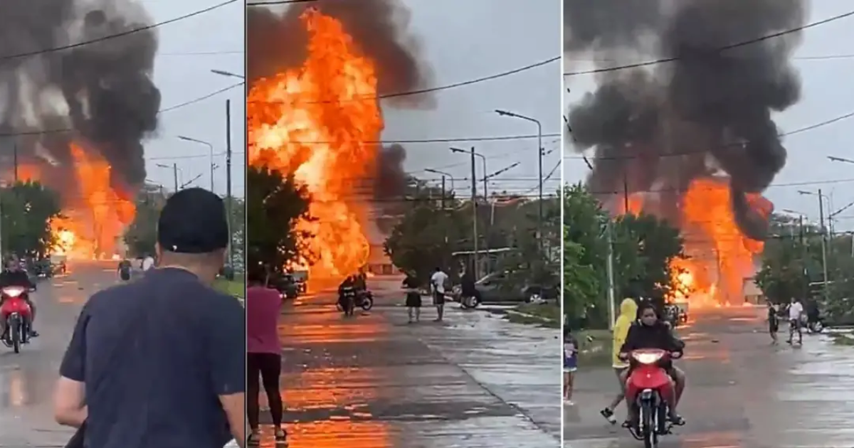 Maacutexima tensioacuten en Tucumaacuten- incendio de gran magnitud tras la explosioacuten de un depoacutesito de garrafas