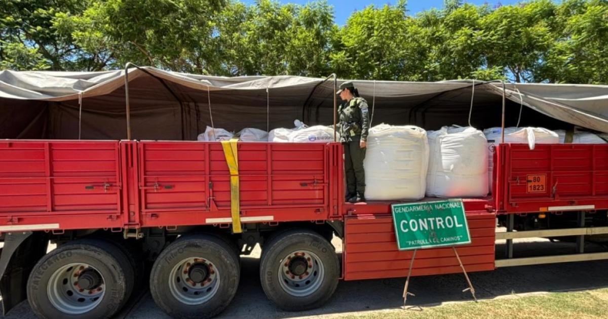 Gendarmeriacutea Nacional frenoacute un camioacuten y descubrioacute una carga quiacutemica millonaria