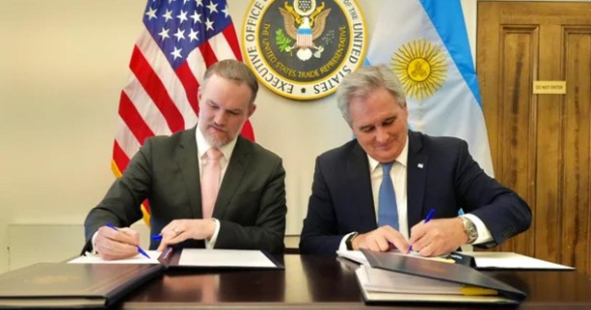 El canciller Pablo Quirno y el representante comercial de Estados Unidos Jamieson Greer