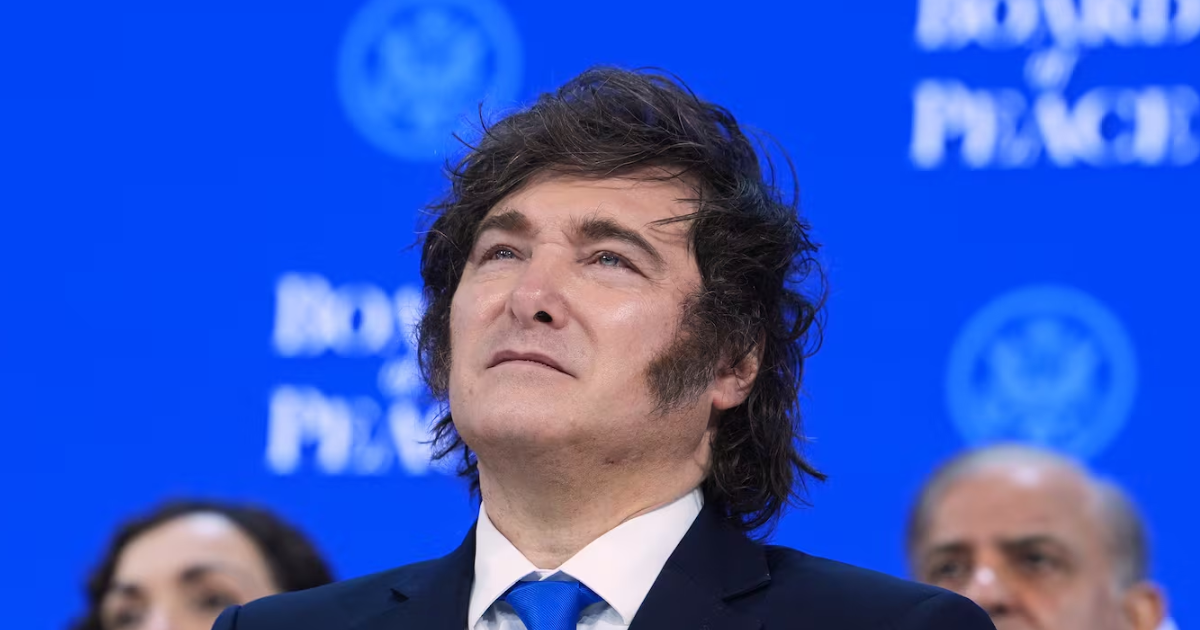 El presidente de Argentina Javier Milei durante la reunión anual del Foro Económico Mundial en Davos Suiza (Foto AP)