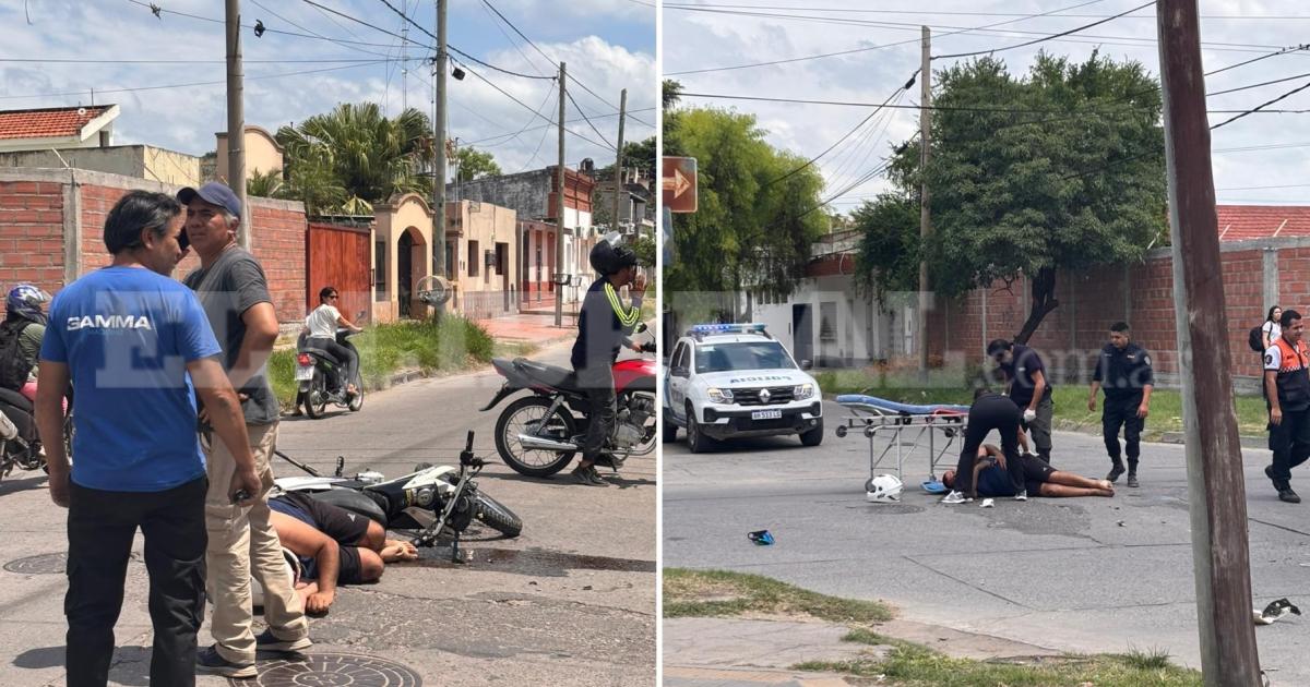 VIDEO Grave accidente entre un camioacuten y una moto dejoacute a un hombre tirado sobre el asfalto en La Banda