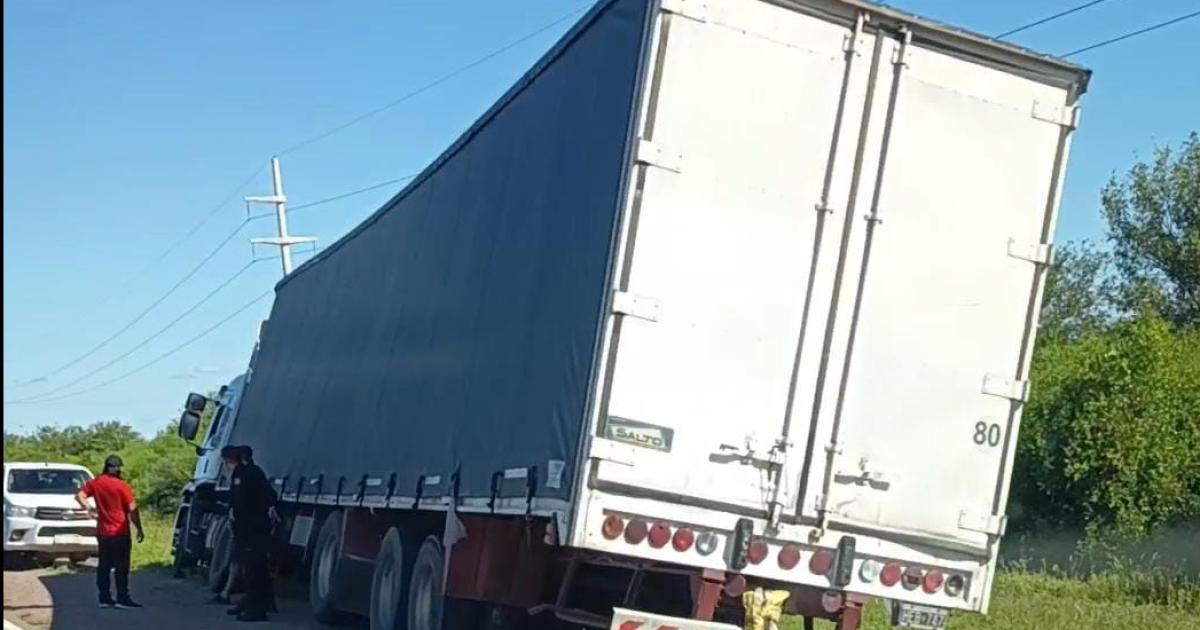 Un camioacuten cargado con azuacutecar se despistoacute y terminoacute en la banquina