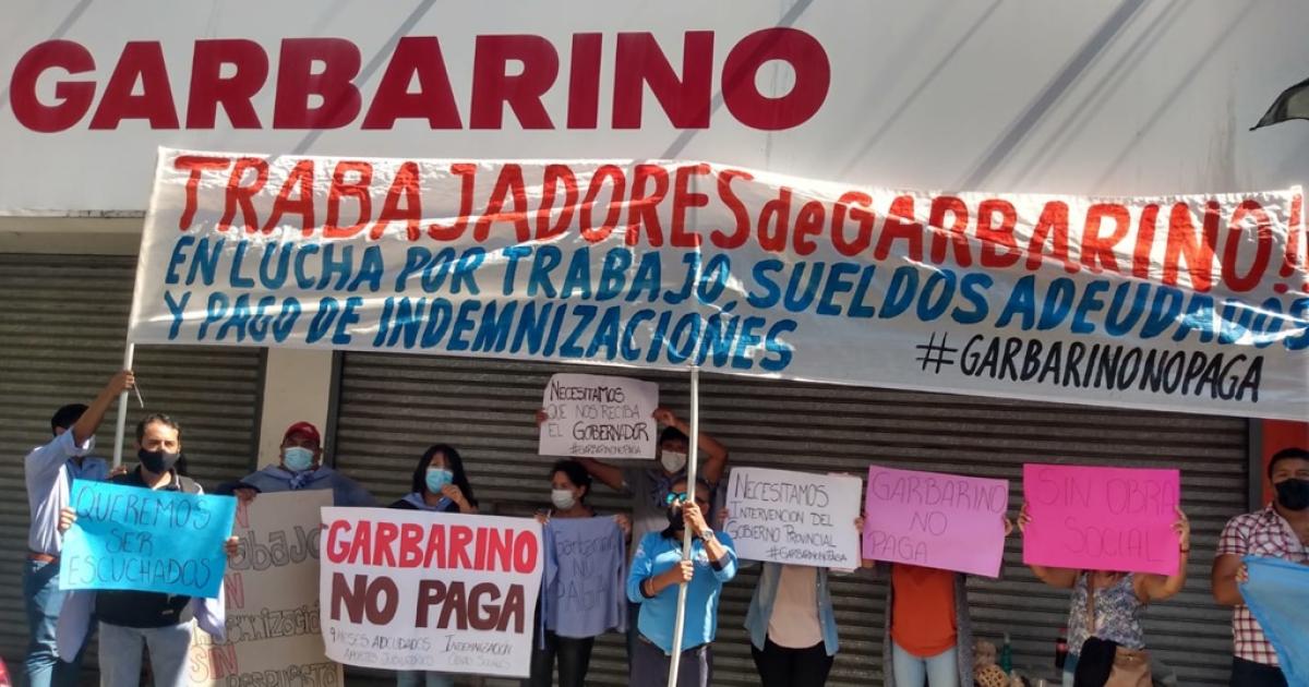 Protesta de trabajadores de Garbarino en el año 2022