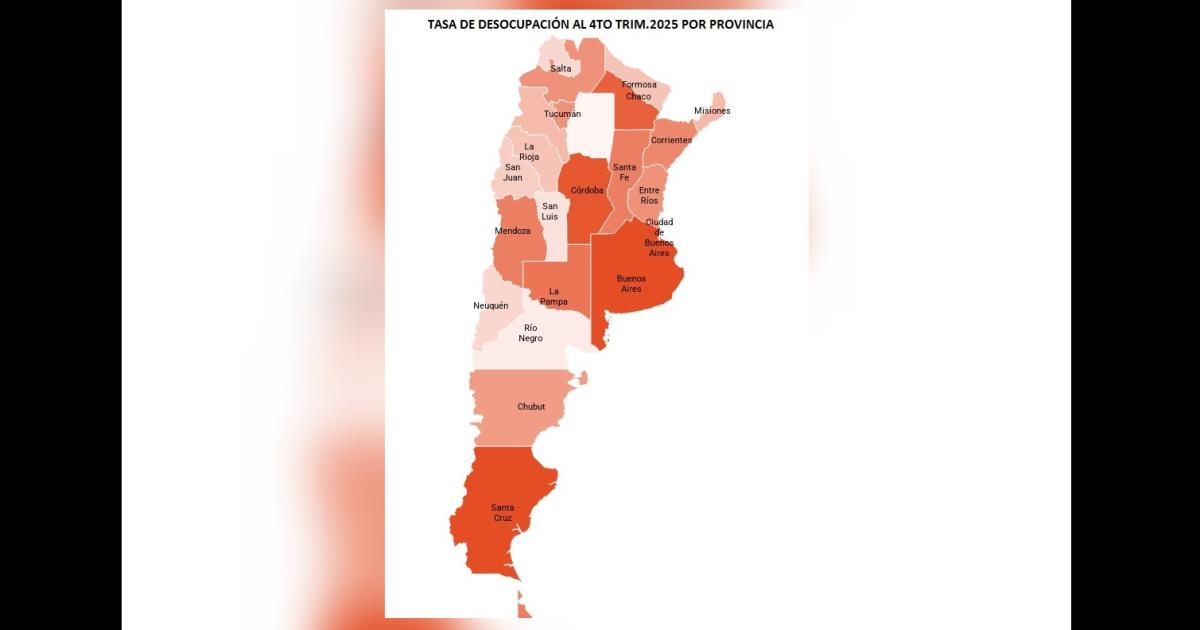 INDEC En el 4� trimestre de 2025 hubo 75-en-porciento- de desocupación un total de 16 millones de desempleados