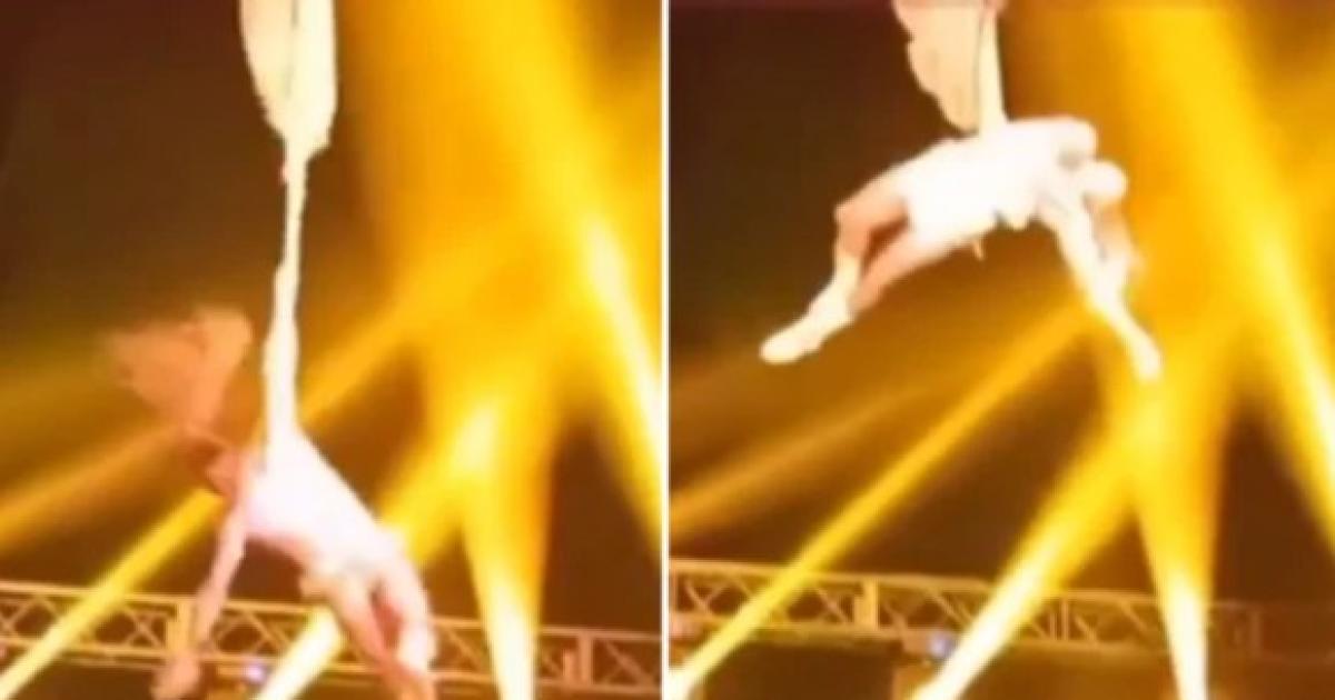VIDEO Asiacute fue la terrible caiacuteda de un acroacutebata en un circo