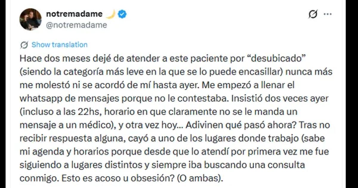 Una meacutedica denuncioacute que un expaciente la acosa de manera virtual y hasta fue a su trabajo de sorpresa