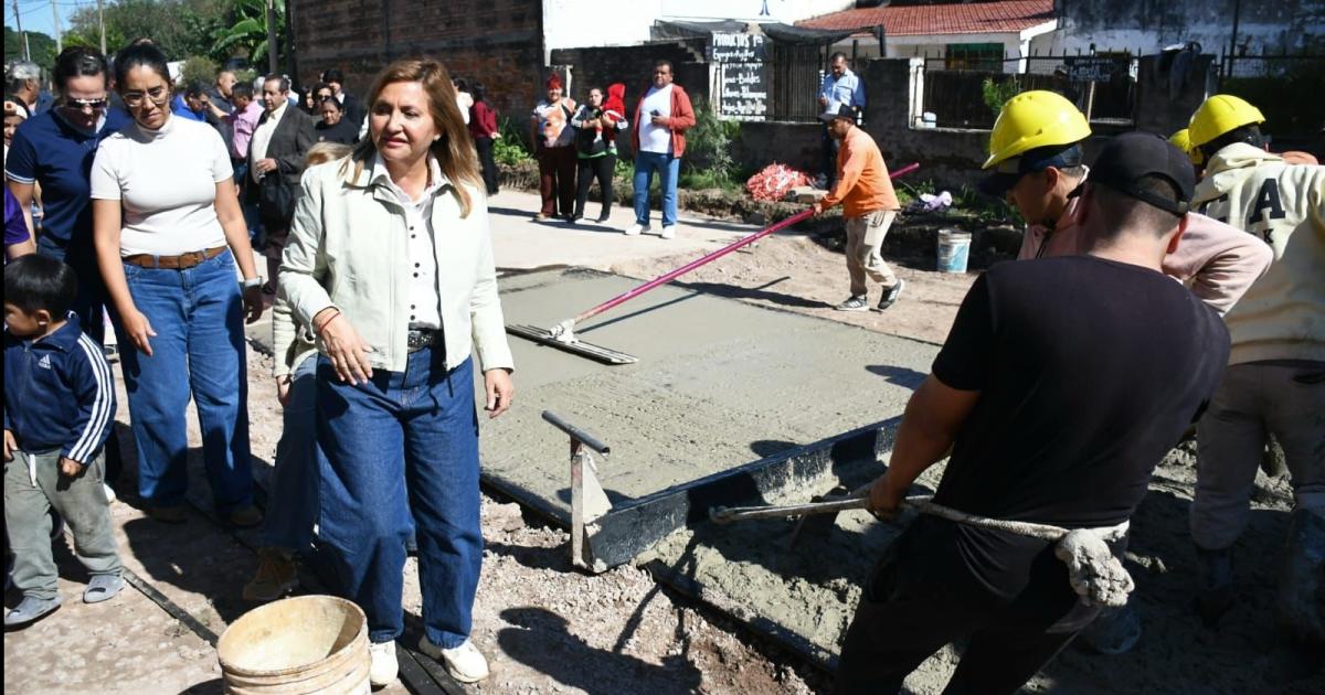 Fuentes destacoacute el avance de la pavimentacioacuten de Las Moras