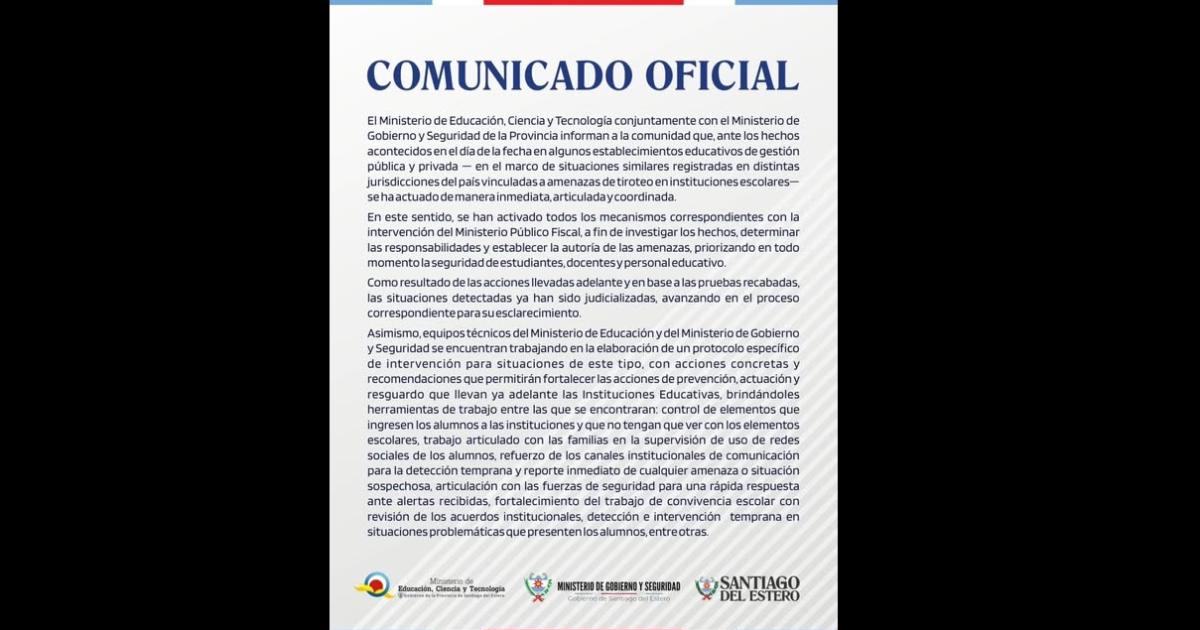 Amenazas en escuelas- el Gobierno provincial intervino y avanza en la investigacioacuten