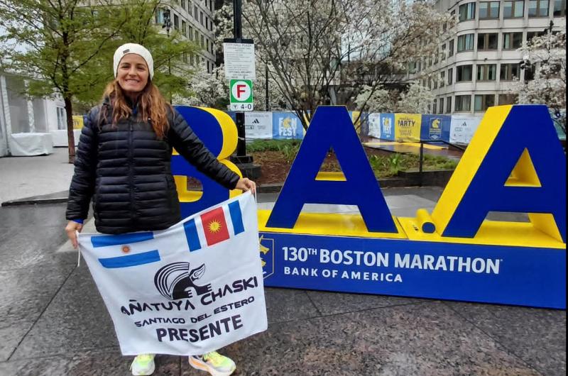 Santiaguentildea en el maratoacuten de Boston en Estados Unidos 