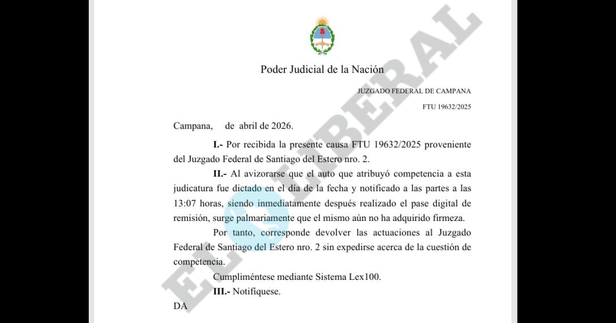 La Justicia de Campana no se expidioacute y devolvioacute la causa sobre la cuacutepula de la AFA a Santiago del Estero