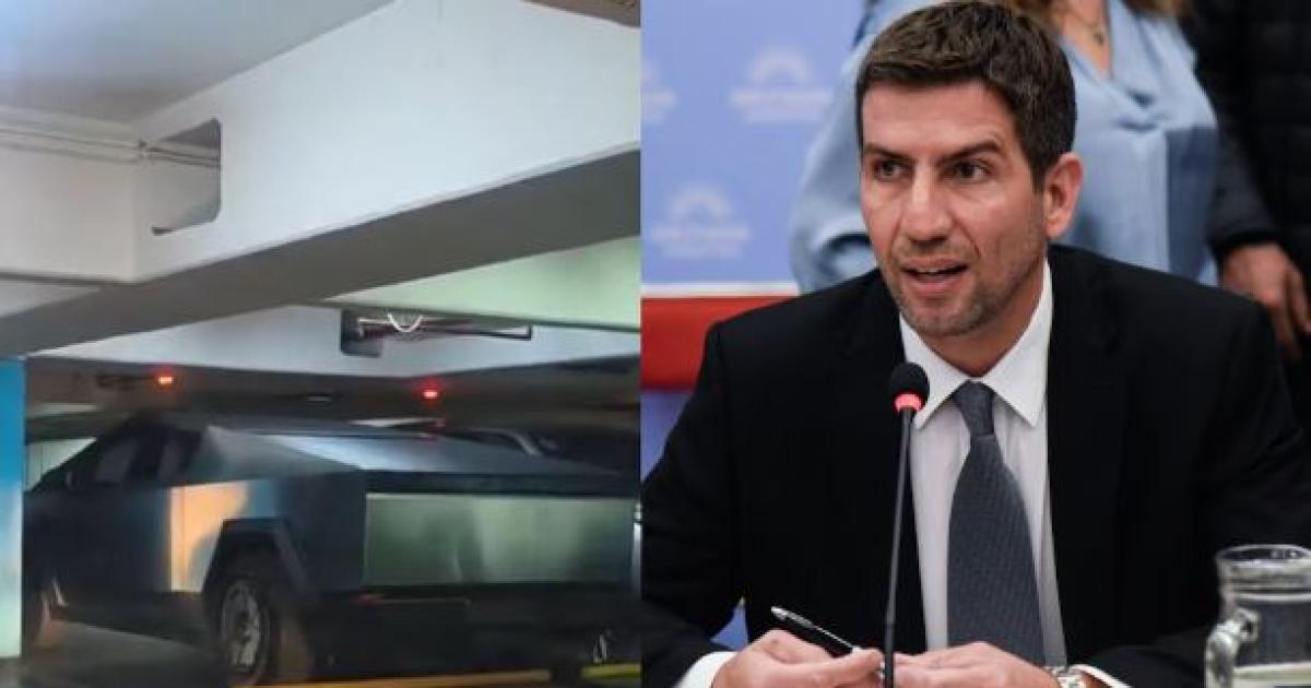 Manuel Quintar estacionó una exclusiva camioneta eléctrica de Tesla en el Congreso