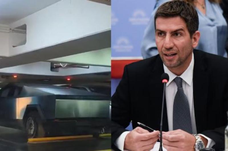 Manuel Quintar estacionó una exclusiva camioneta eléctrica de Tesla en el Congreso