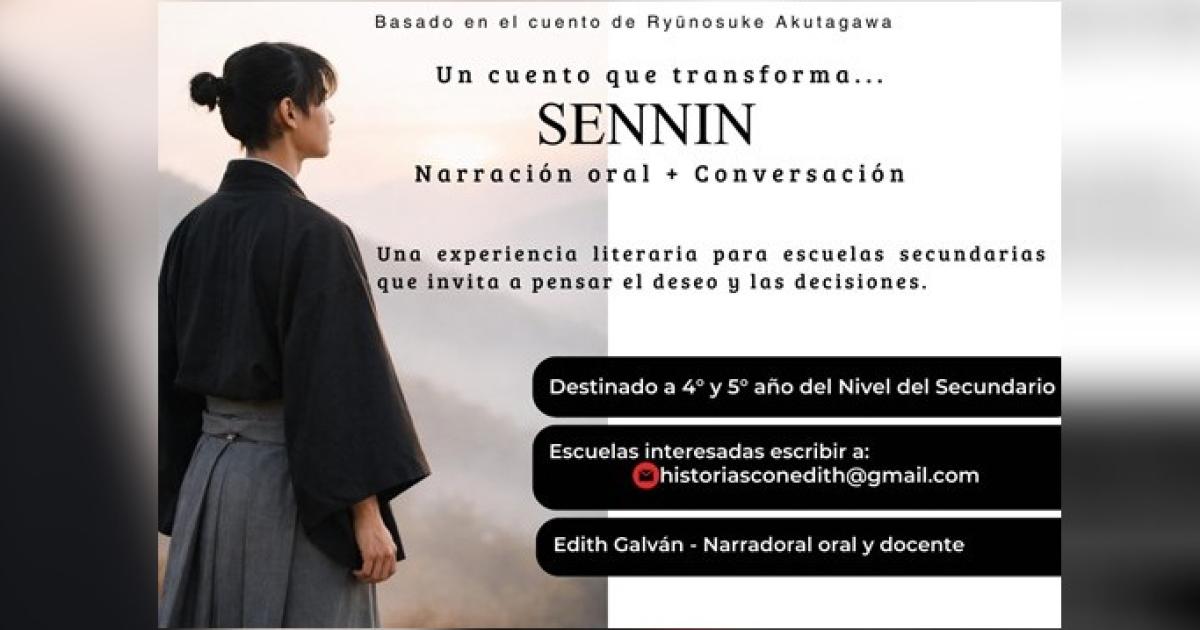 Imagen de difusión de la actividad de narración oral SENNIN un cuento que transforma