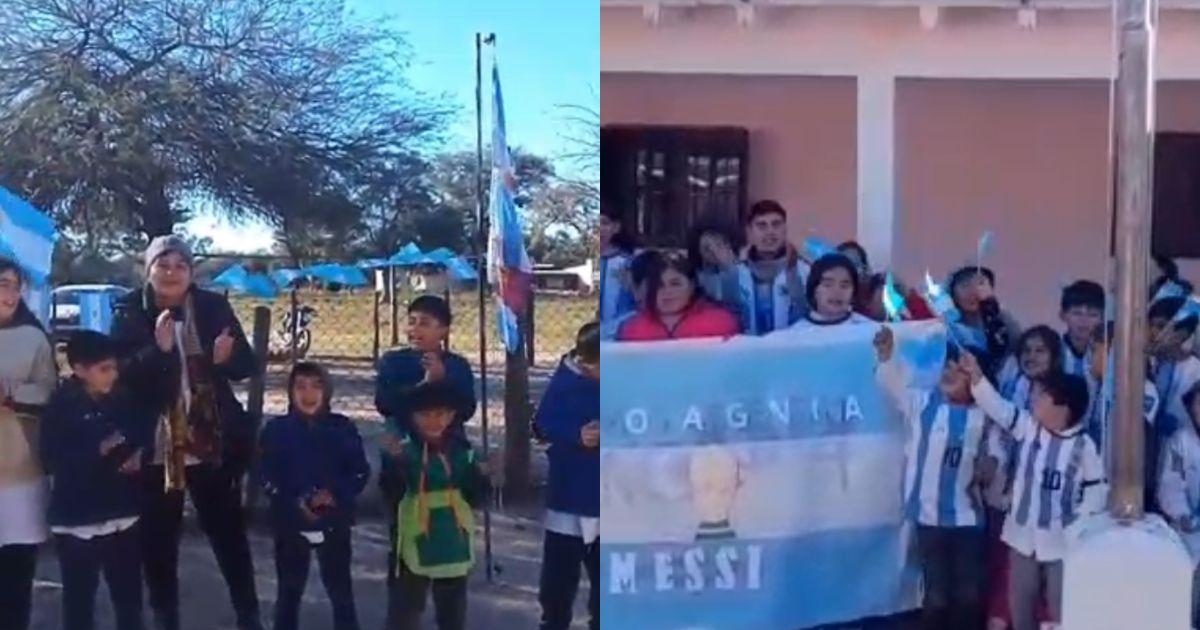 De Capital al interior- alumnos santiaguentildeos le cantaron el feliz cumpleantildeos a Messi en sus 39 antildeos
