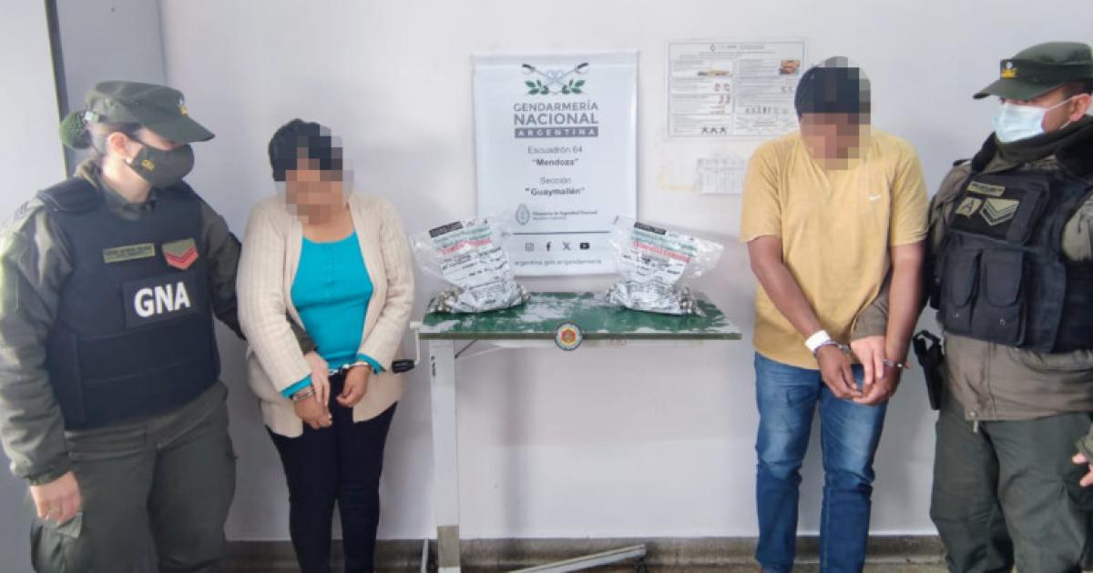 Gendarmeriacutea detiene a una pareja que traficaba 188 caacutepsulas de cocaiacutena en el interior de sus cuerpos