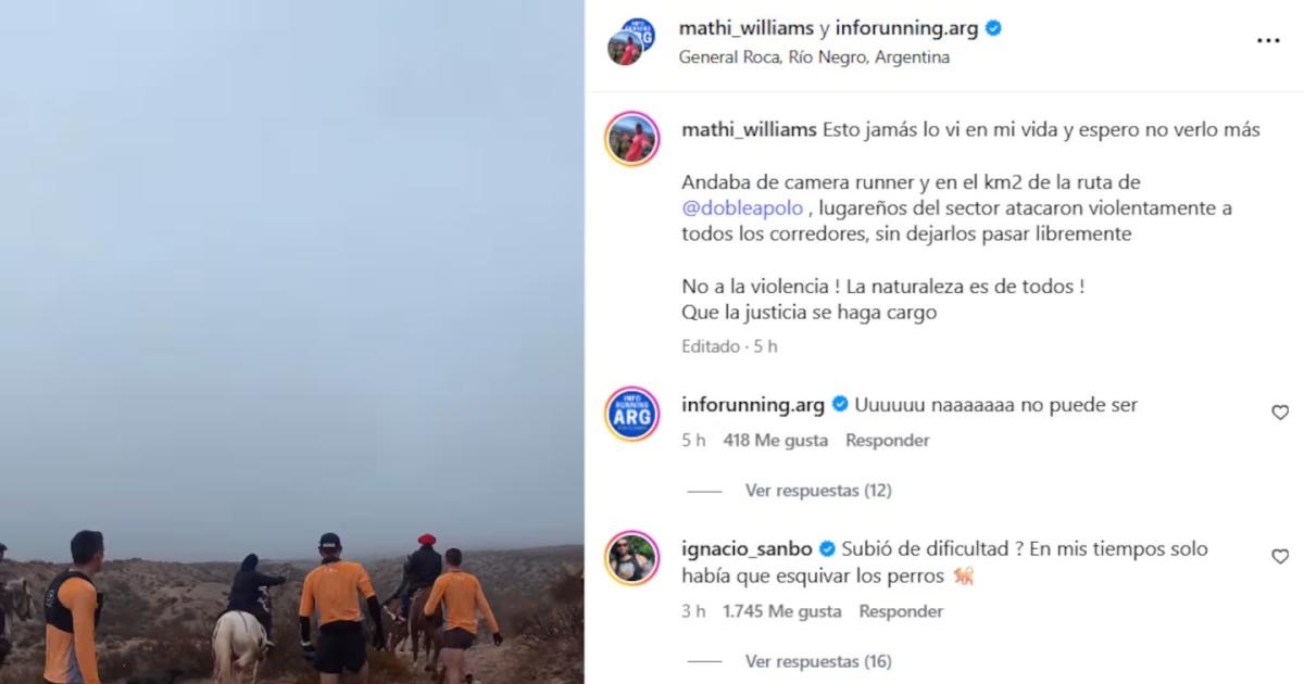 Escaacutendalo en Riacuteo Negro- jinetes atacaron a runners y se generoacute caos en plena competencia