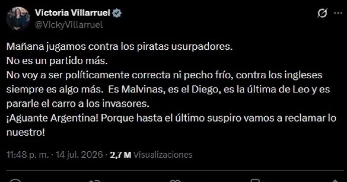 Villarruel insistioacute en que Inglaterra-Argentina no es soacutelo fuacutetbol y apuntoacute contra Karina Milei