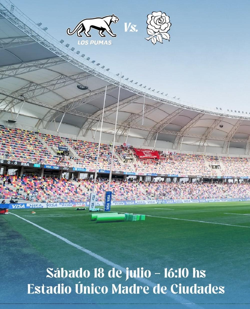 Todo lo que tenés que saber para Los Pumas vs. Inglaterra en el Estadio Único Madre de Ciudades