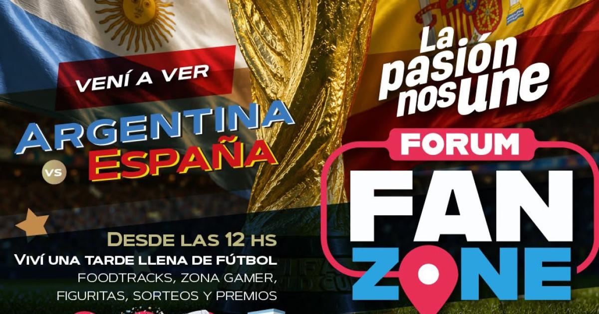 El Foacuterum se prepara para vivir la gran final del Mundial entre Argentina y Espantildea
