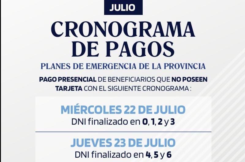 Beneficiarios de planes de emergencia provincial percibiraacuten la uacuteltima cuota del bono y el pago de julio