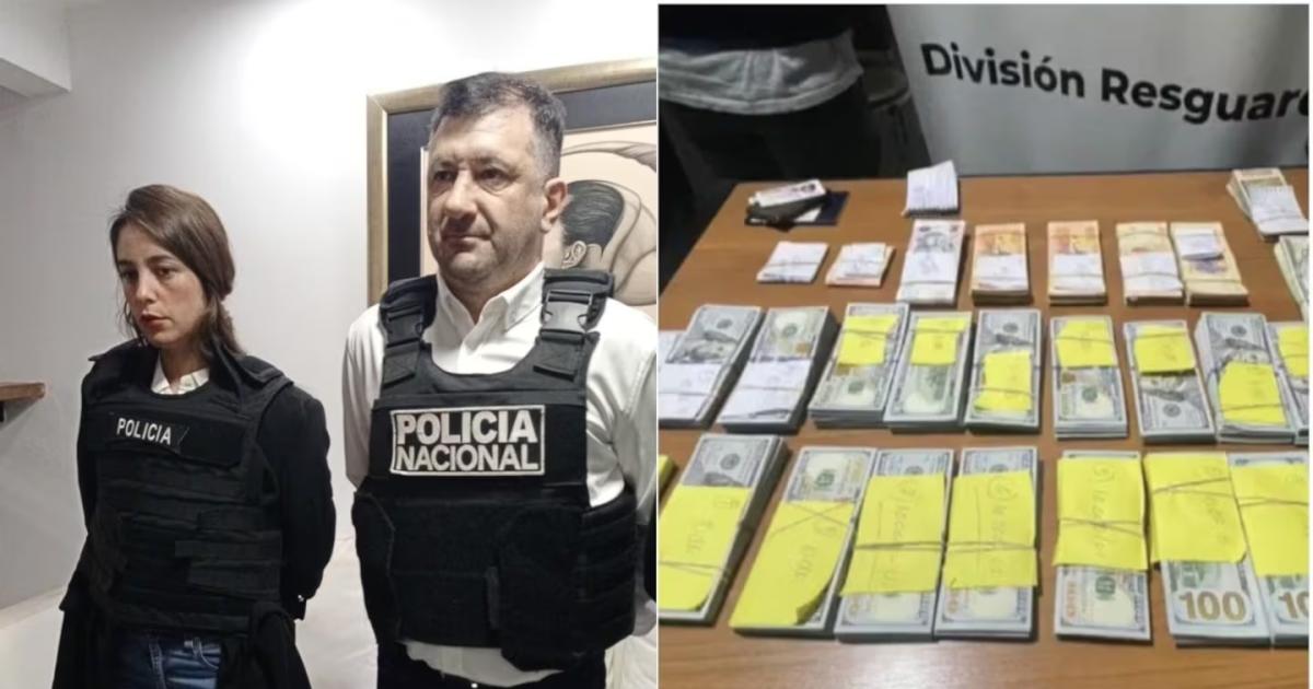 Iara Guinsel Costa y Edgardo Kueider luego de ser detenidos con ms de US200000 en Paraguay (Fotos- Archivo - Policía de Paraguay)