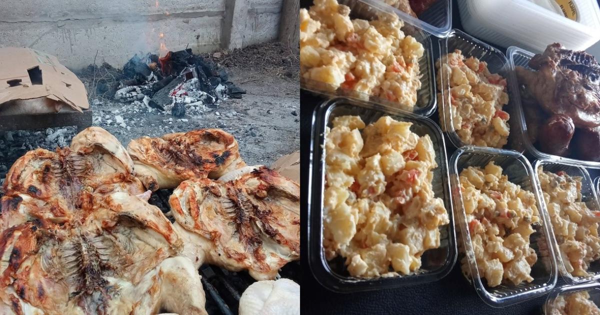 Los pollos a la parrilla las ensaladas rusas y los chorizos que se vendieron en Coronel Pringles