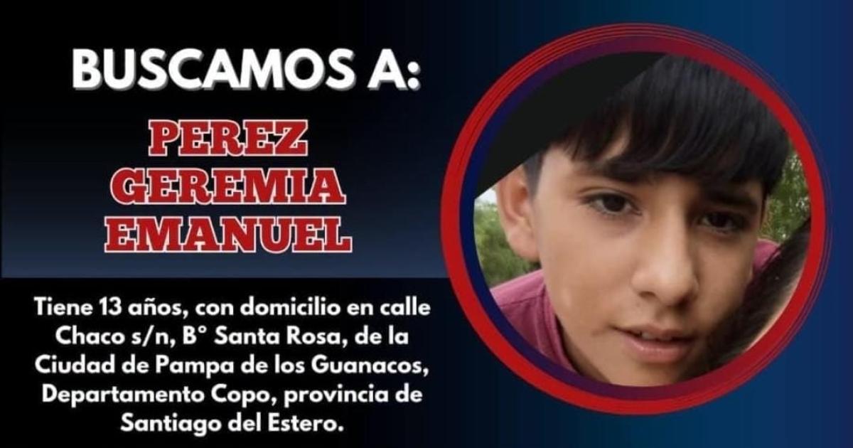 Pampa de los Guanacos- intensa buacutesqueda para dar con el paradero de un adolescente de 13 antildeos