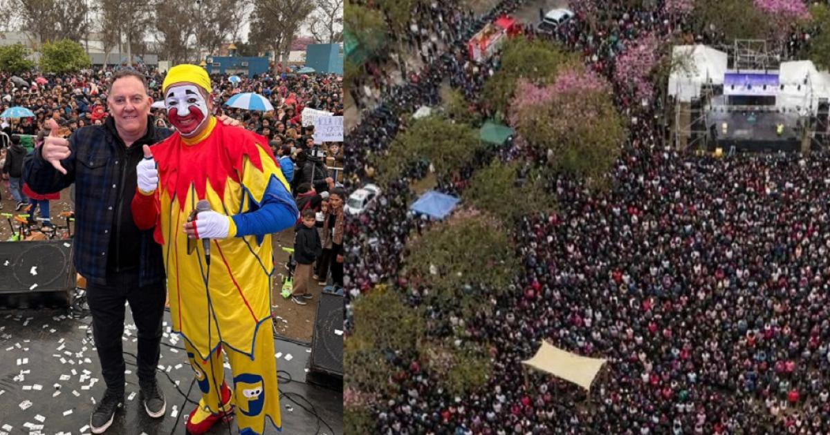 Multitudinario festejo del Diacutea del Nintildeo en Las Termas de Riacuteo Hondo con la presencia de Pintildeoacuten Fijo