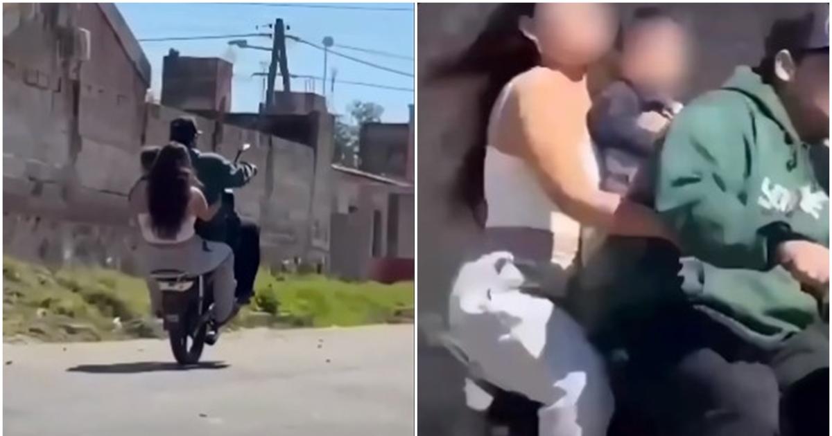La pareja con el bebé en brazos (Foto- Captura de video)