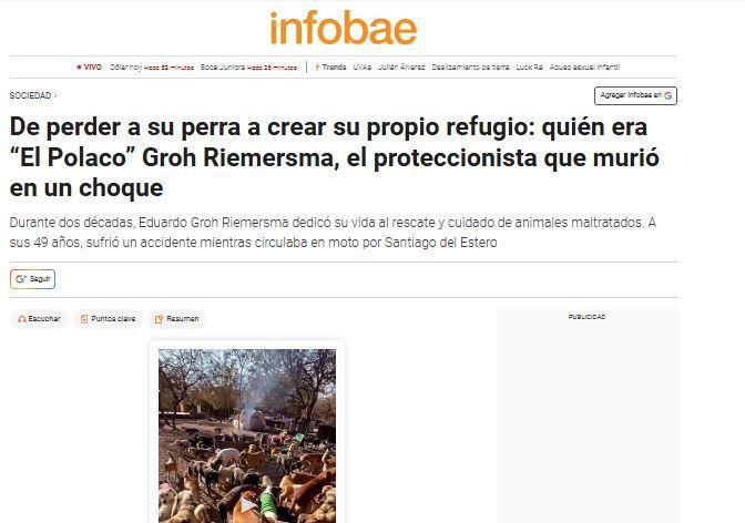 Repercusión en los medios nacionales por la muerte de El Polaco Riemersma, referente de los "Canichones"