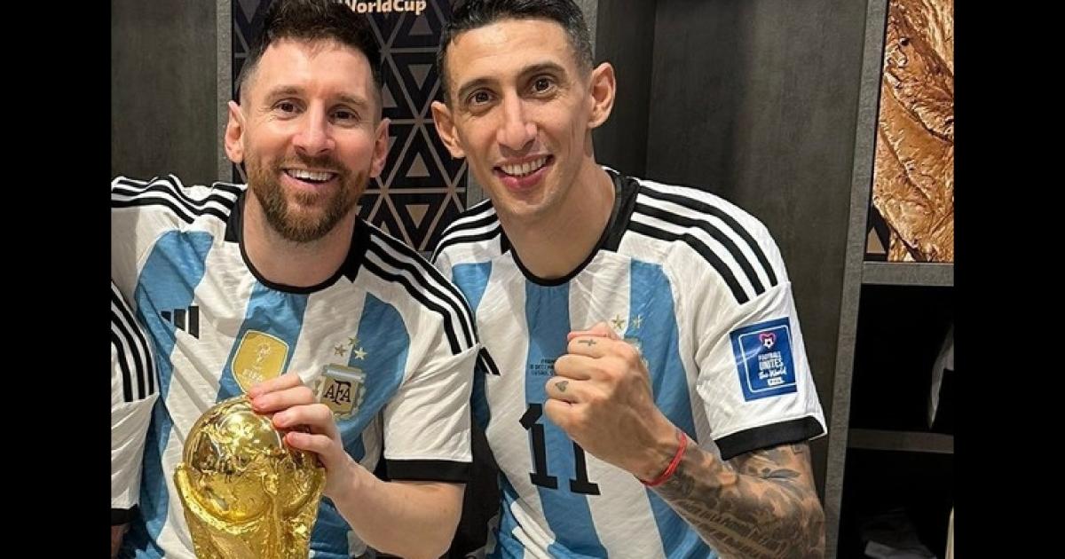 El festejo de Di MAría junto a Messi en el Mundial de Qatar 2022 (Foto- Google)