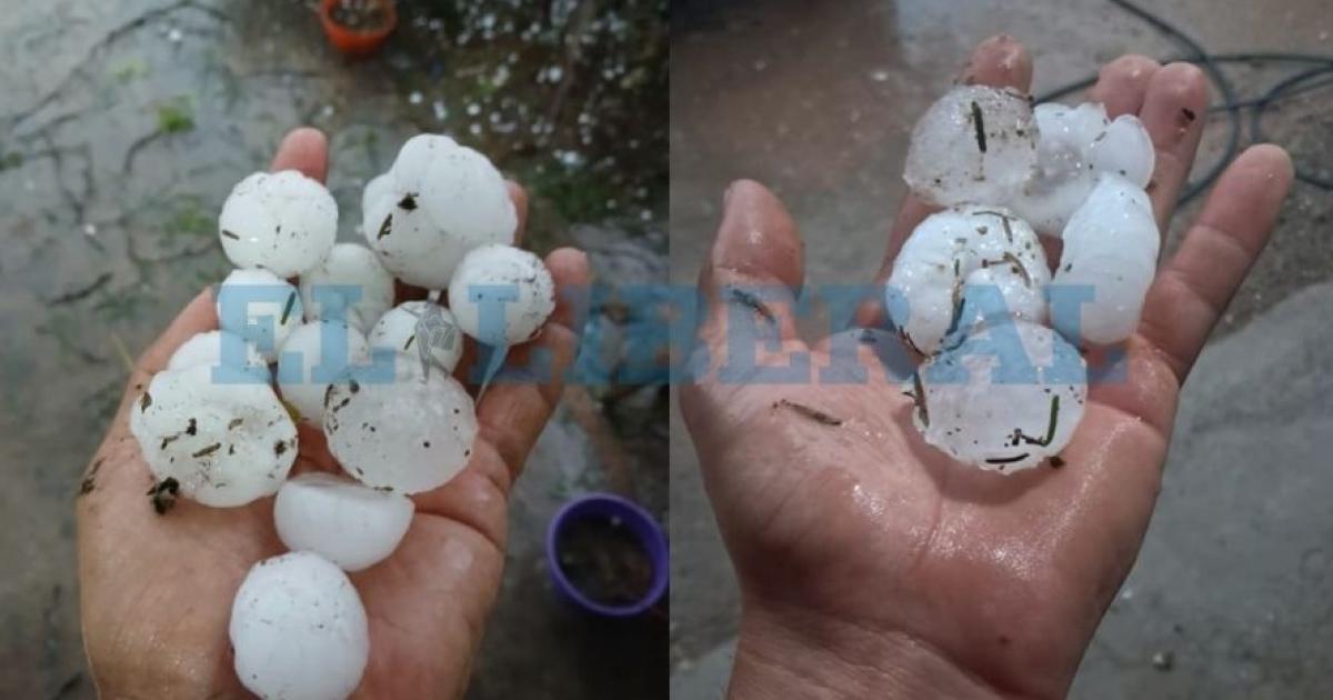 Fuerte caiacuteda de granizo en Sumampa y Ojo de Agua- las piedras sorprendieron por su tamantildeo