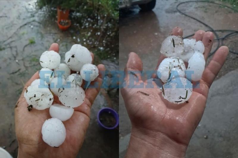 Fuerte caiacuteda de granizo en Sumampa y Ojo de Agua- las piedras sorprendieron por su tamantildeo