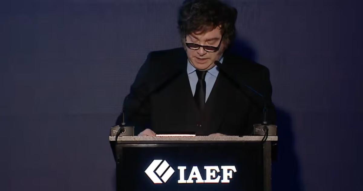 Milei este viernes en la IAEF (Foto TN)