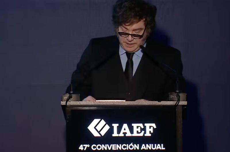 Milei este viernes en la IAEF (Foto TN)
