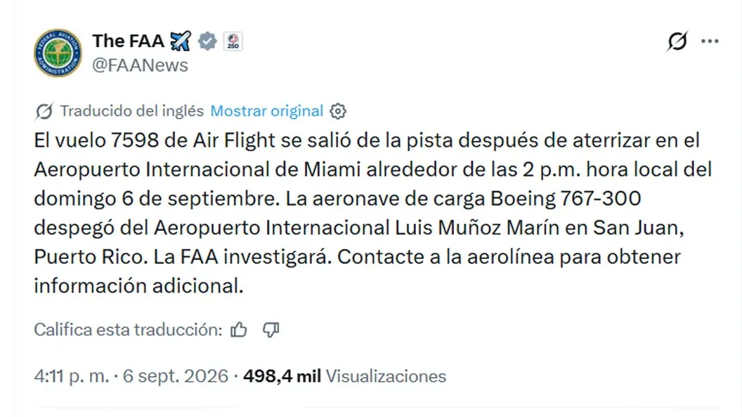 VIDEO | Avión de Amazon se salió de la pista en Miami, chocó contra vehículos y dejó cinco muertos