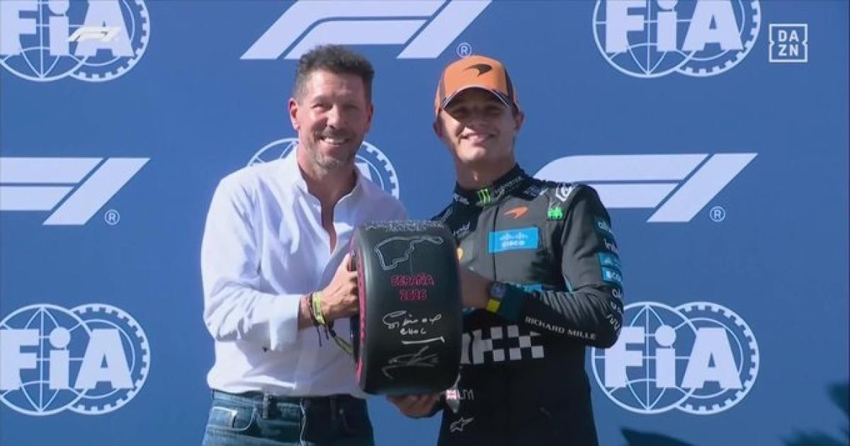 El Cholo Simeone presente en la clasificacioacuten del GP de Espantildea de Foacutermula 1
