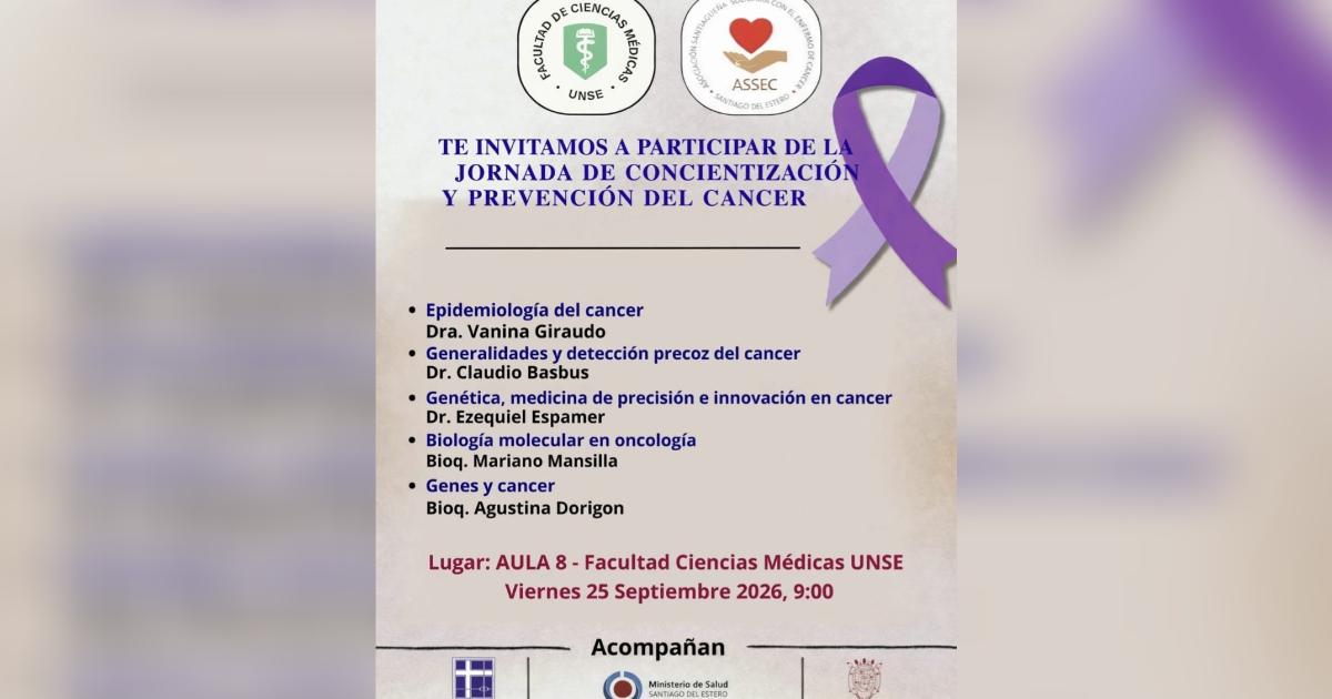 Jornada de concientizacioacuten y prevencioacuten del caacutencer- invitan a participar de una actividad en la UNSE