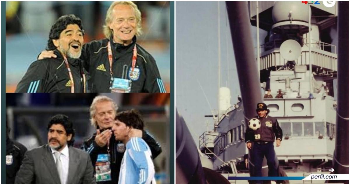 RECUERDO Signorini con los dos ídolos Diego Armando Maradona y Lionel Messi SORPRESA Signorini reveló fotos inéditas de Diego Maradona en el acorazado USS Iowa durante una visita que realizó a Npoles Italia