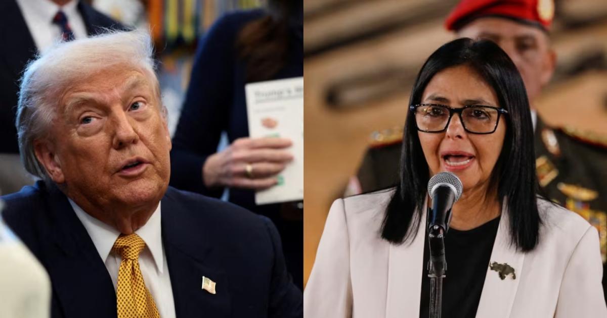 Donald Trump y Delcy Rodríguez (Fotos- Reuters)