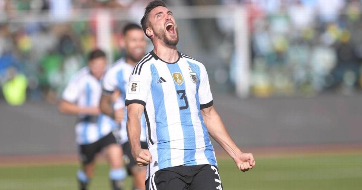 Tagliafico festejando su primer gol con al albiceleste ante Bolivia (Foto Google)