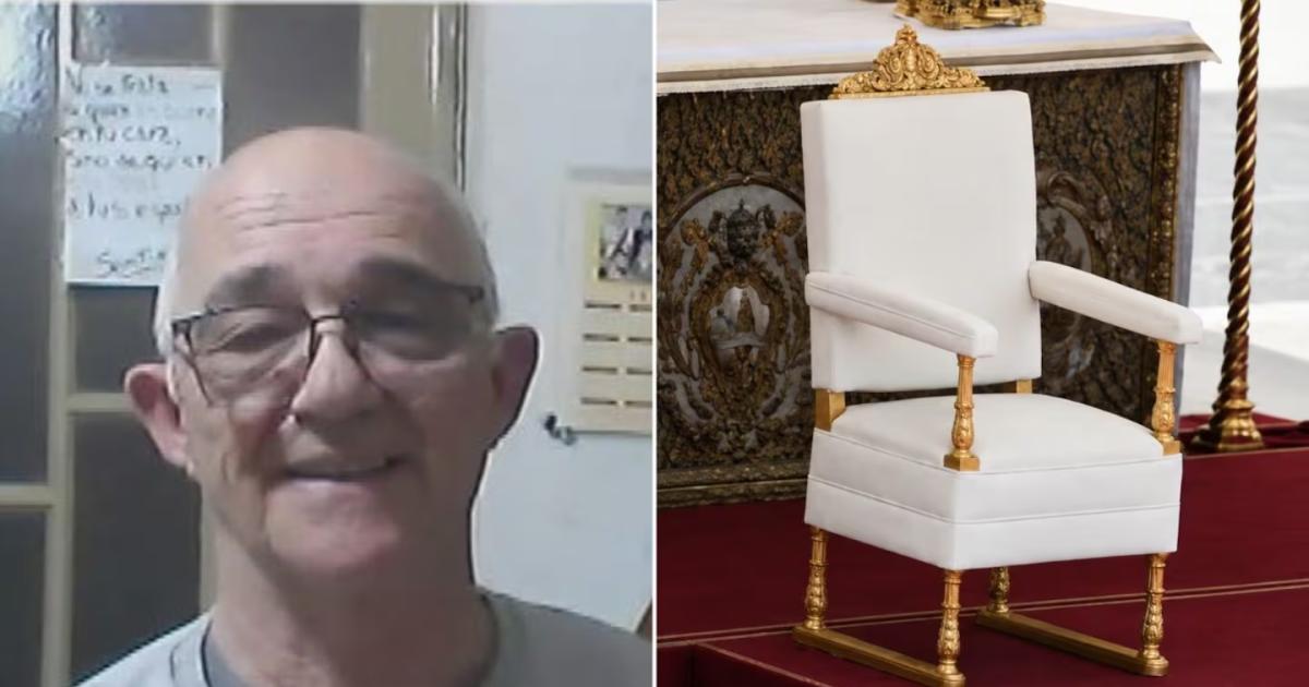 Enrique un carpintero santafesino fue encomendado con la tarea de hacer el sillón para el Papa León XIV (Foto- Captura TN)