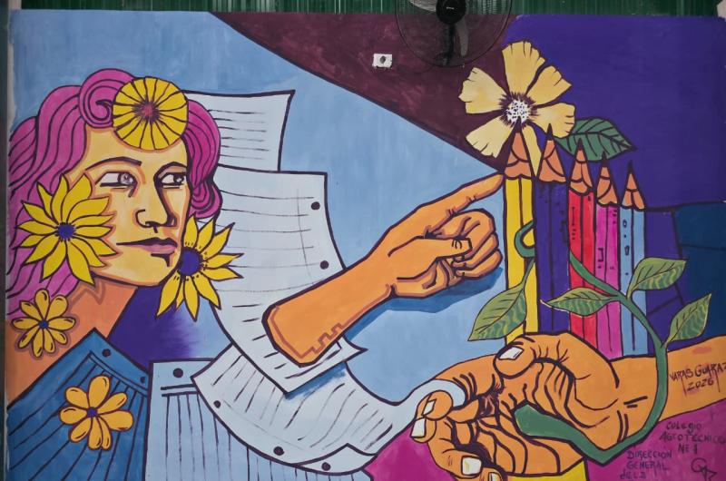 Pozo Hondo realizoacute la primera jornada de pintada de mural juvenil