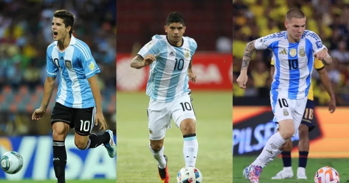 Lamela Banega y Mastantuono usando la 10 de la Selección Argentina