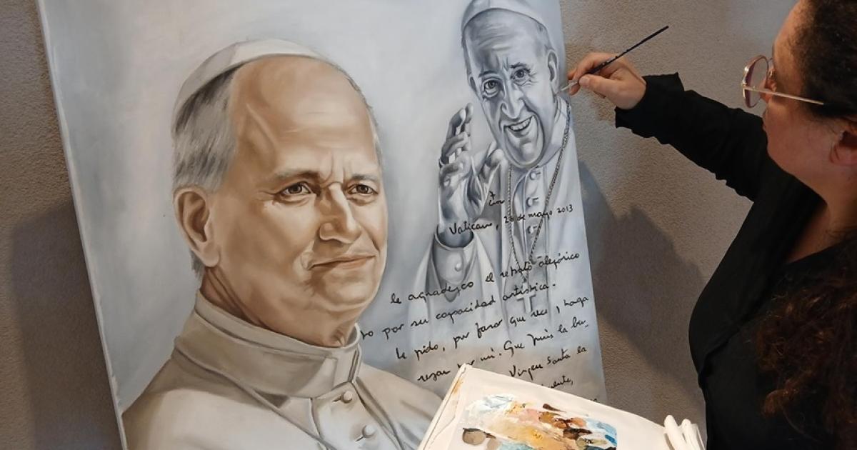 Leoacuten XIV Francisco y la Virgen de Lujaacuten unidos por el pincel de una artista argentina