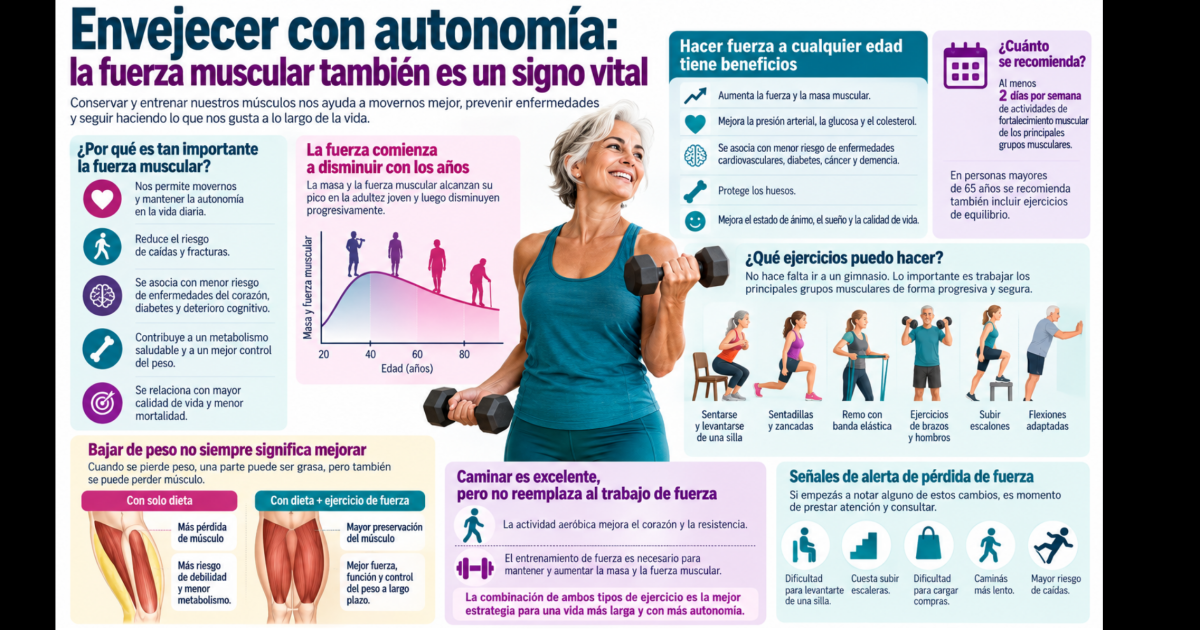 Envejecer con autonomiacutea- la fuerza muscular tambieacuten es un signo vital