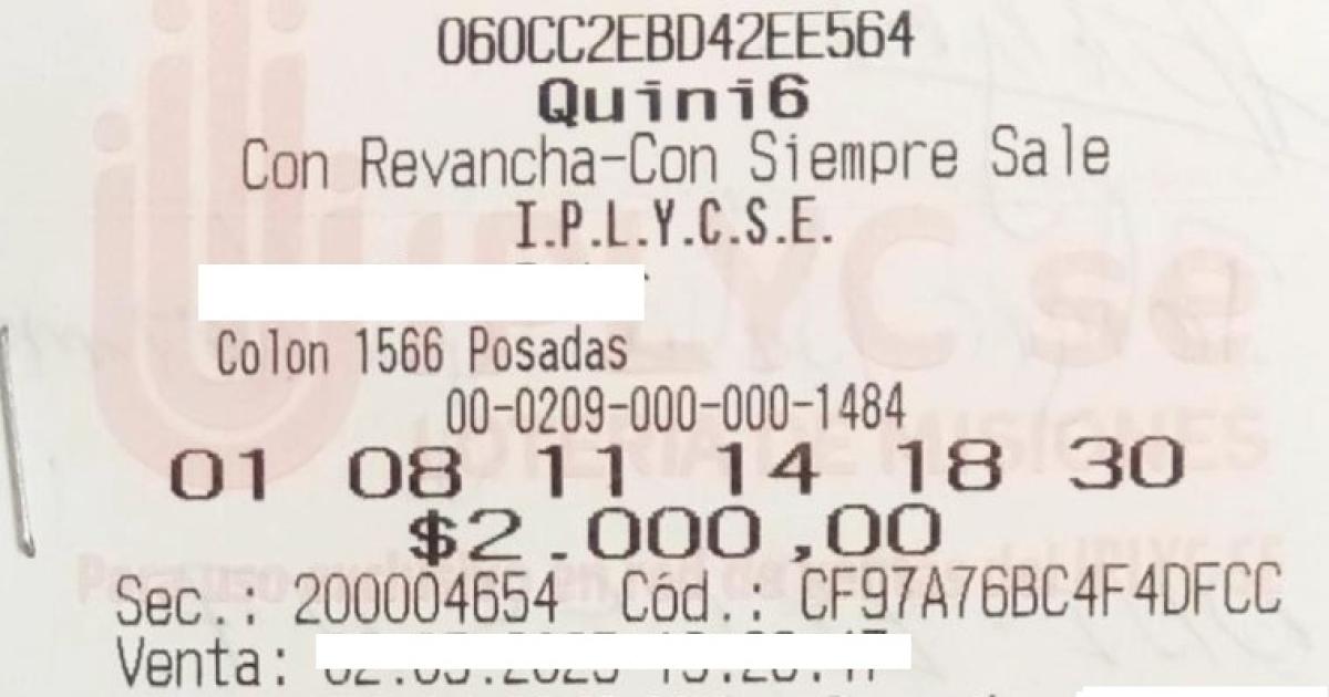 Boleta del Quini 6 - Foto Ilustrativa
