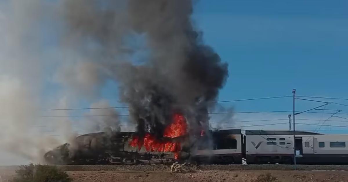 Un incendio afectó a un tren de alta velocidad entre Madrid y Barcelona (Foto- Aragón TV)